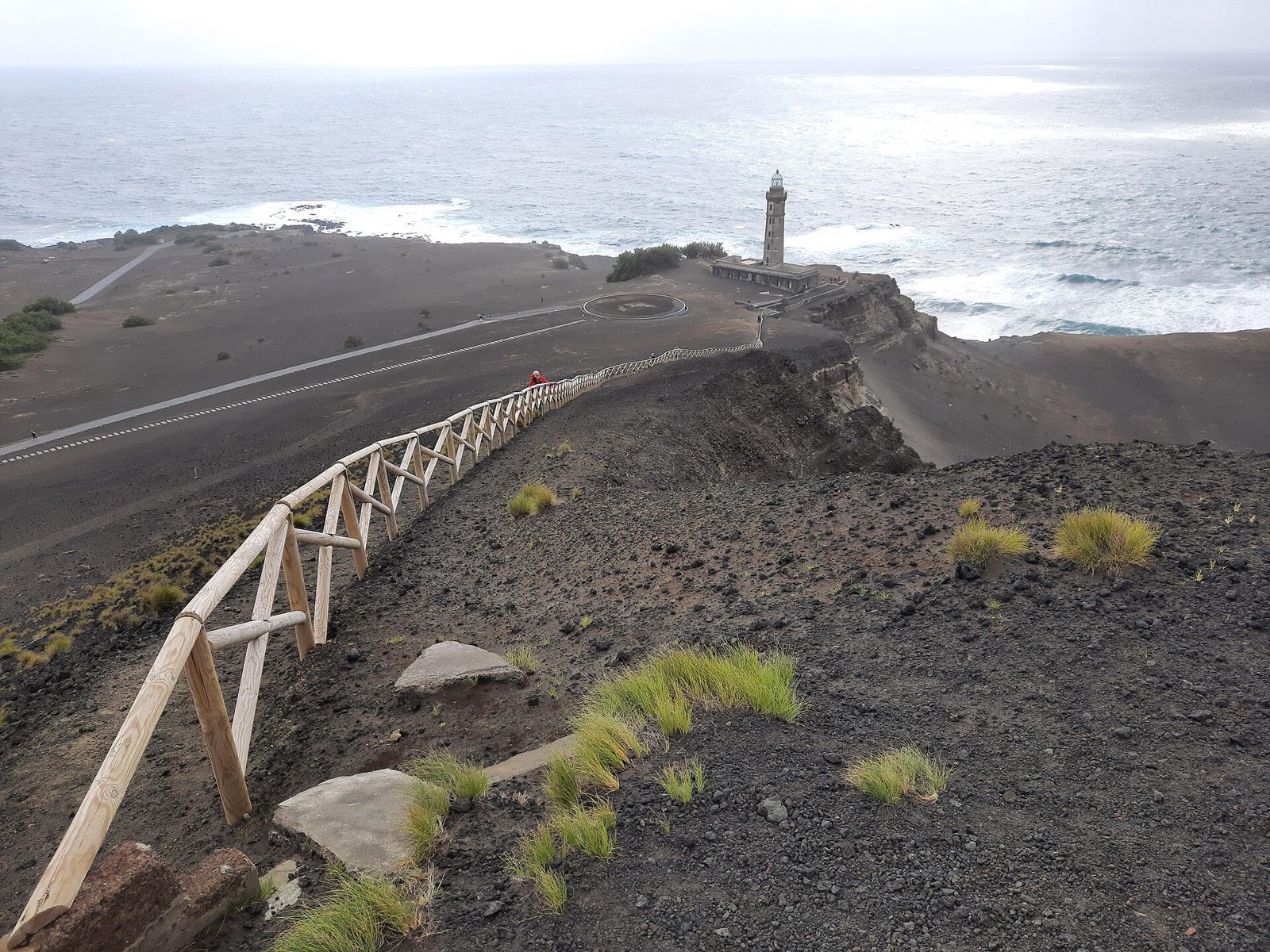 The old lighthouse half buried in ash at Capelinhos