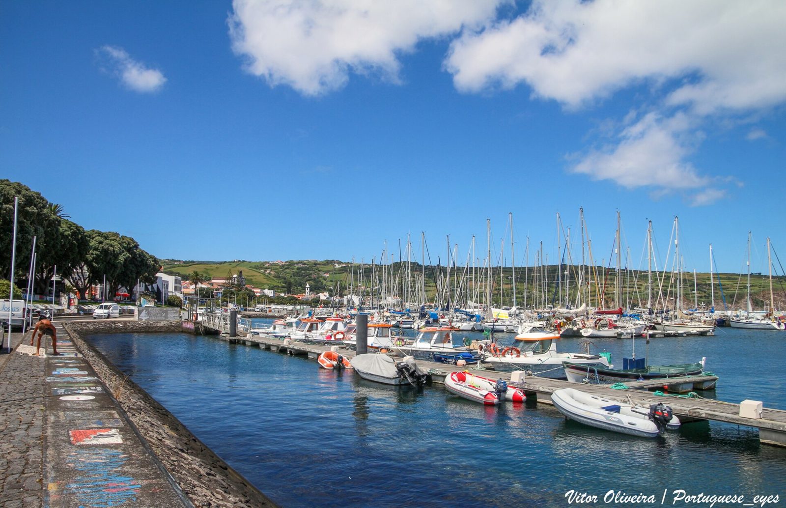 The painted quay at Horta’s yacht harbour