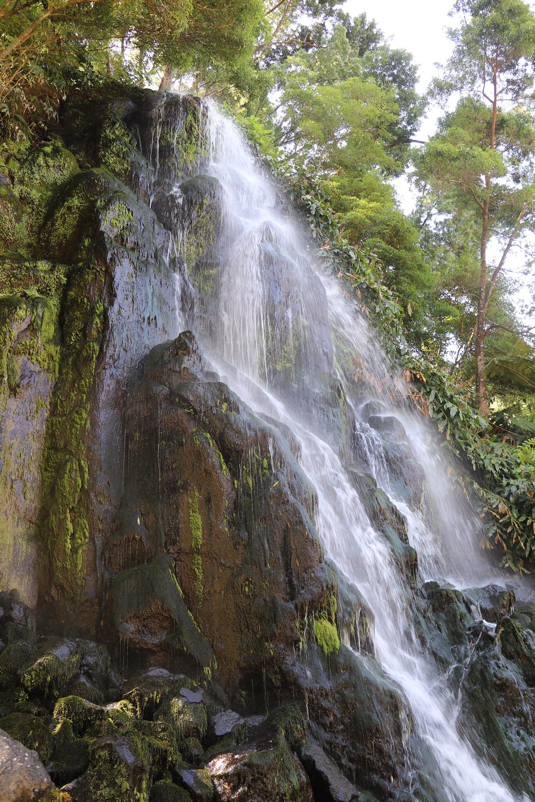 A waterfall among green ravines in Nordeste on São Miguel