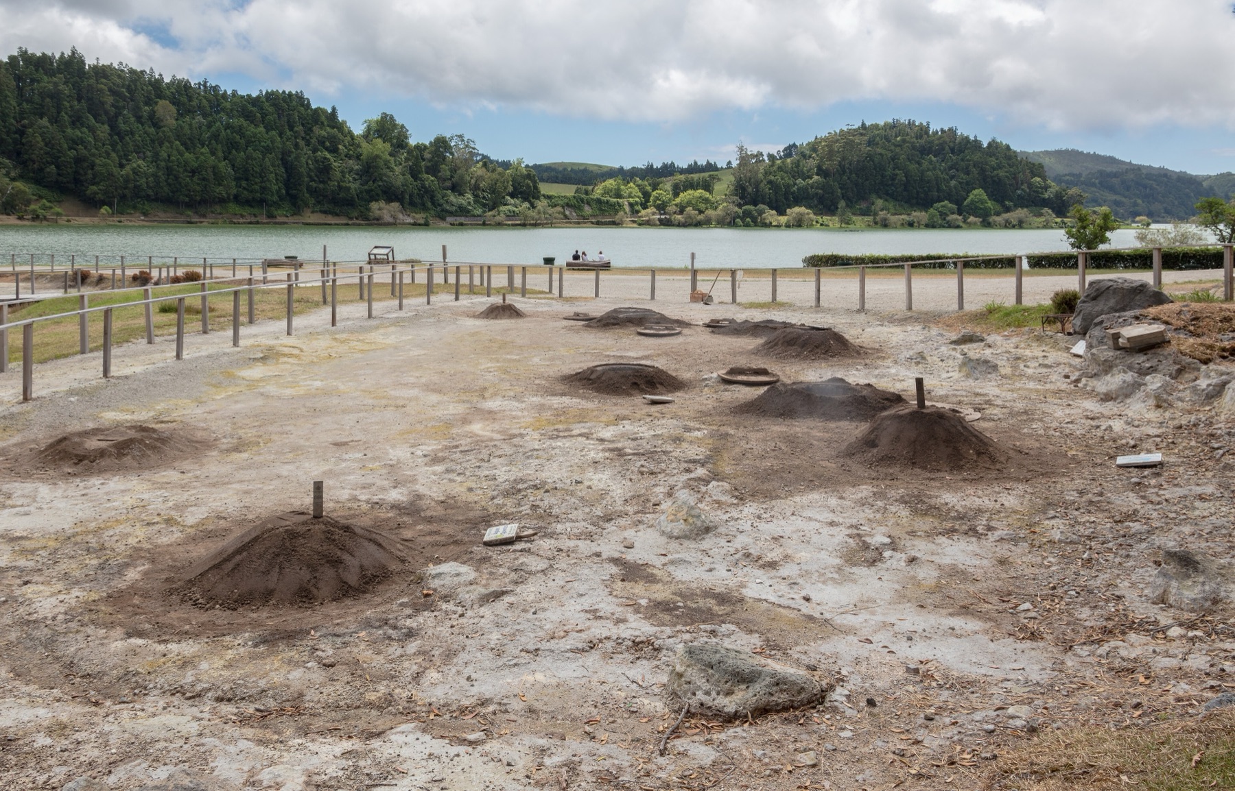 Fumaroles by the lake at Furnas