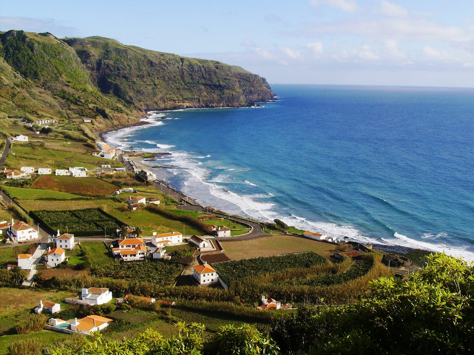 The sandy beach at Praia Formosa on Santa Maria