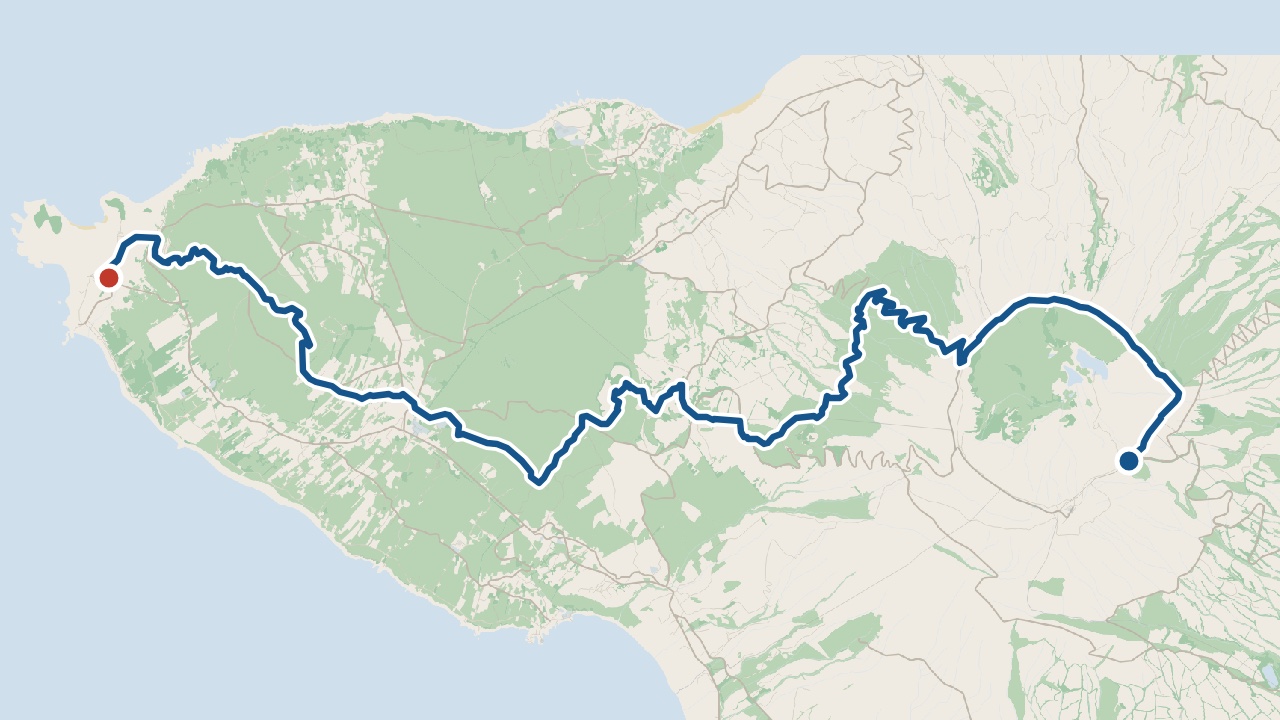 Map of the Dez Vulcões walk (PR06FAI)