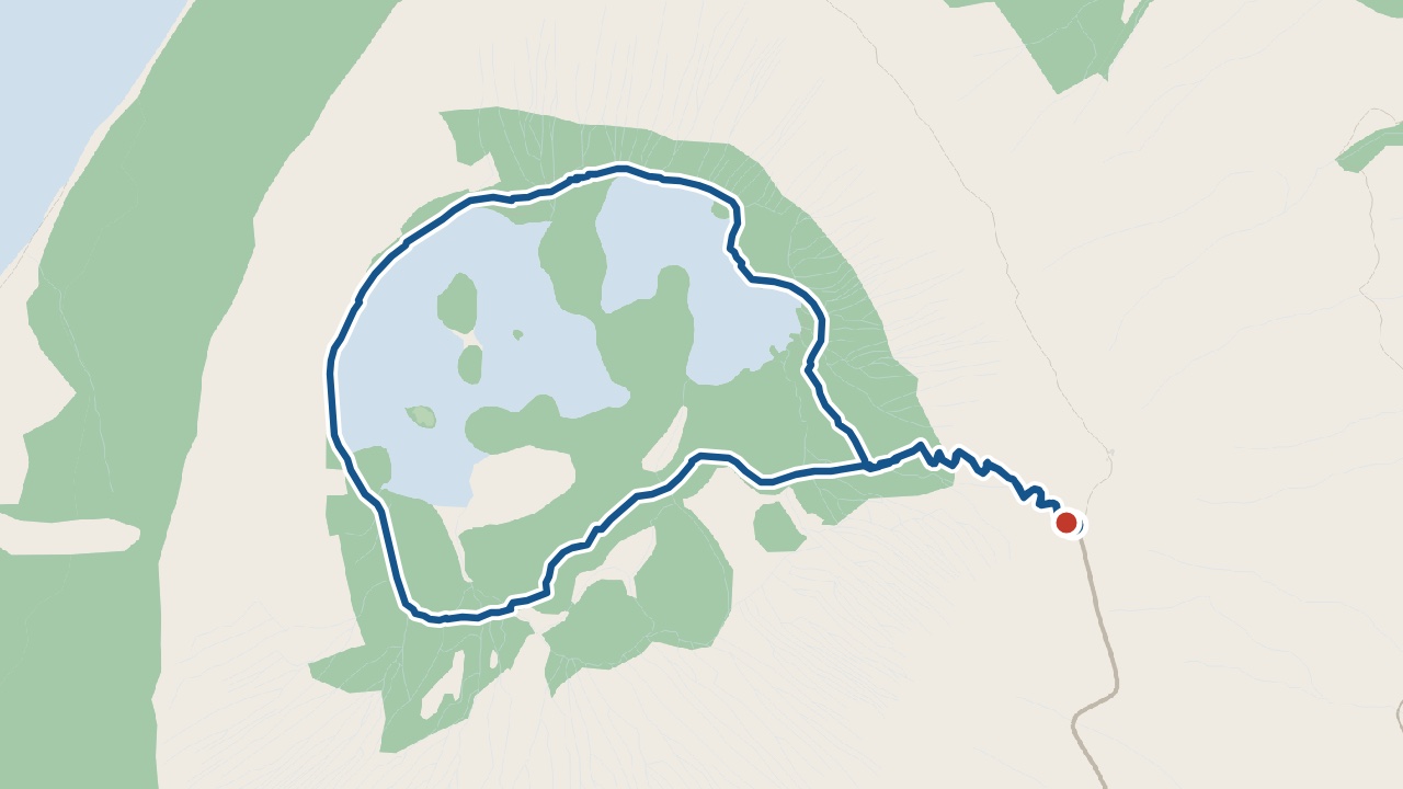 Map of the Caldeirão walk (PRC02COR) on Corvo: the circuit from Miradouro do Caldeirão